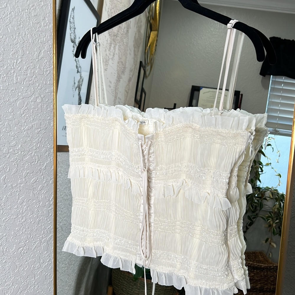 HOUSE OF CB 'Lula' Ivory Sequin Pleat Corset NWOT - Picture 8 of 9